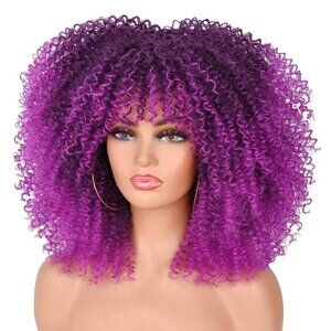 Kinky Curly Wigs With Bangs